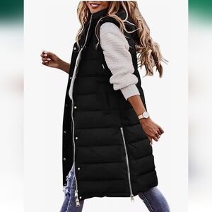 Lightweight Hooded Long Puffer Vest Sz Large